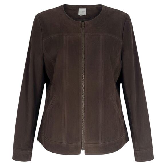 J. Jill Jackets & Blazers - J. Jill Genuine Suede Leather Zip Jacket Walnut Brown Size S